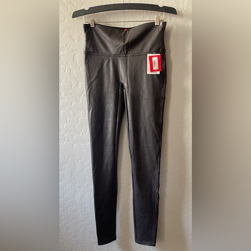 SPANX Faux Leather Leggings in Jet Black NWT